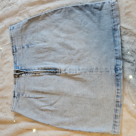 2 for $10 Light Blue Floral Embroidered Denim Mini Skirt - Picture 3 of 5